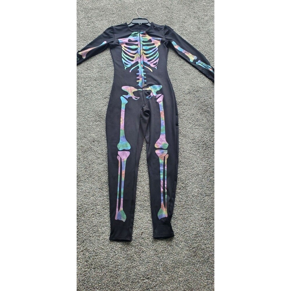 Tipsy Elves Skeleton Bodysuit Costume Black Multicolor Women's Size S